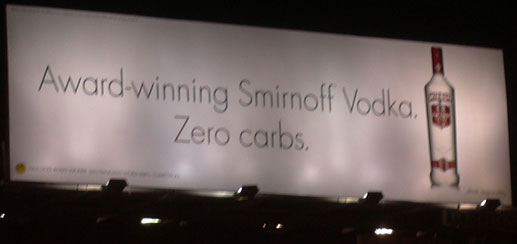 Award-winning Smirnoff Vodka. Zero Carbs. from Billboard near Sunset