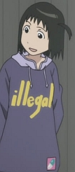 Arashiyama Hotori with "illegal" shirt from Soredemo Machi wa Mawatteiru