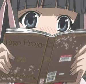 Book with title "Ergo Proxy XVI busy doing nothing" from The World God Only Knows